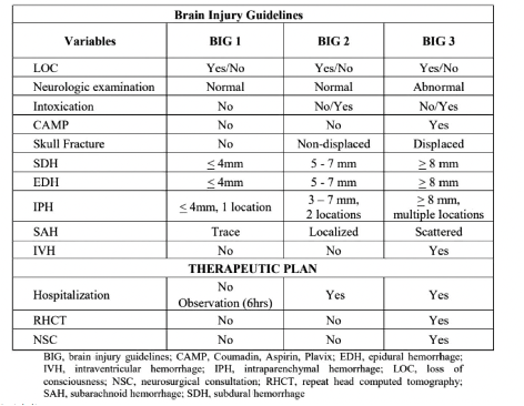brain injury guidelines